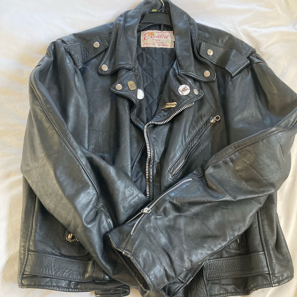 Stylist Archive | Vintage 90’s Excelled Black Leather Motorcycle Jacket Size XL